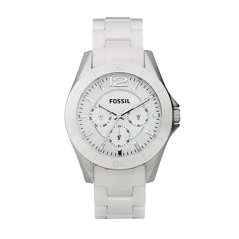 Fossil Chronograph Riley Ceramic White Dial Ladies Watch- CE1002